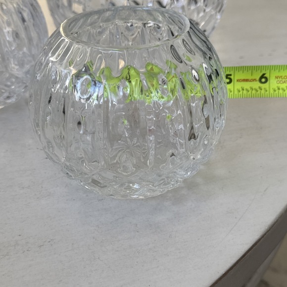 Vintage Heavy 24% Leaded Crystal Rose Vase/ Tea Candle Holder - Set Of 3 - Picture 7 of 10